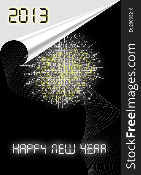 Happy new year 2013 card with curled corner