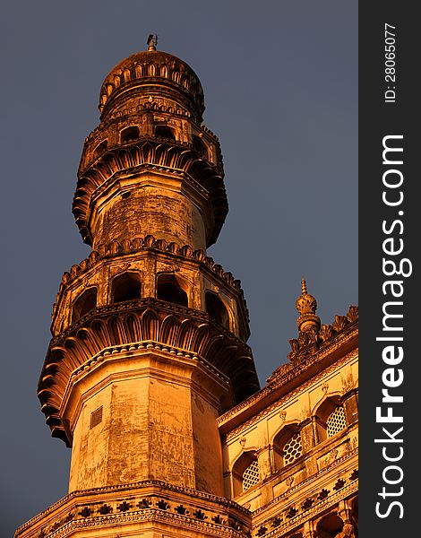 Tall single Minaret of 400 year old Charminar