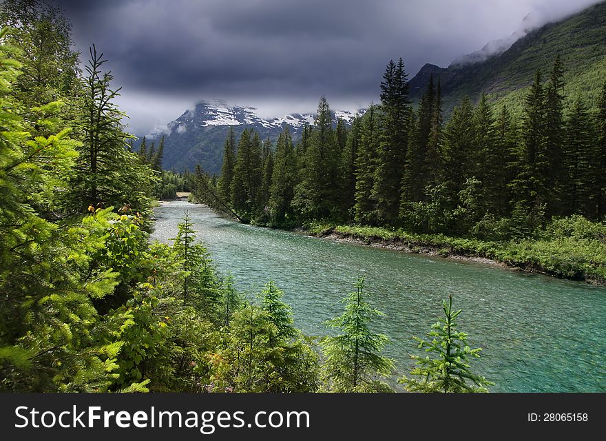 Scenic McDonald creek in Glacier national park