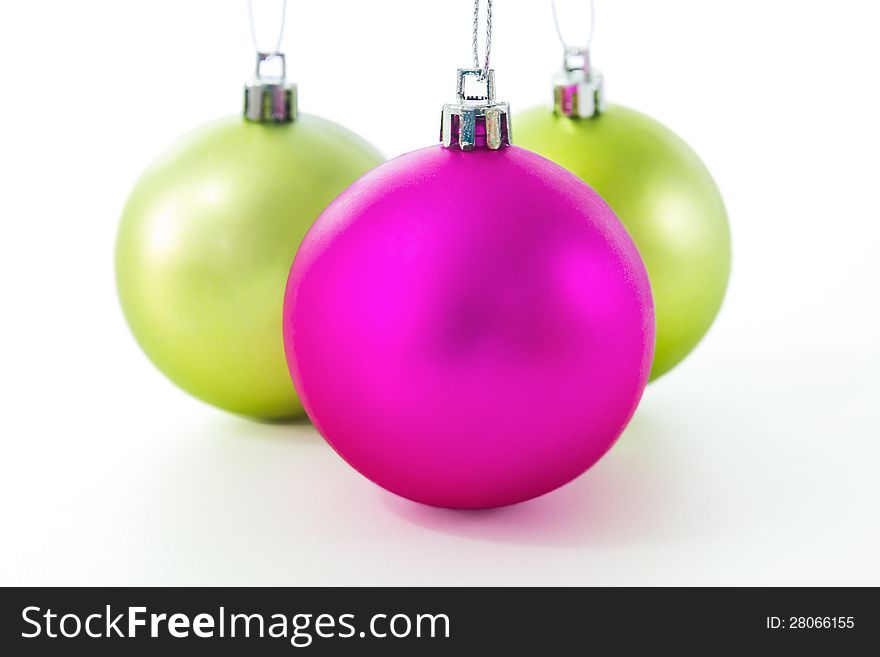 Set of Christmas balls on white background