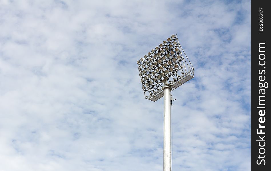 The Stadium Spot-light tower over Blue Sky