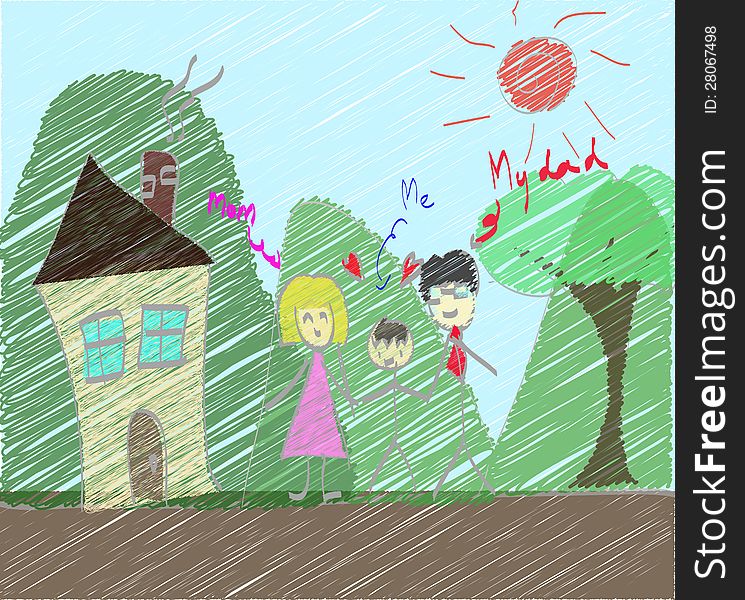 Kids Drawing and coloring cute and colorful illustration