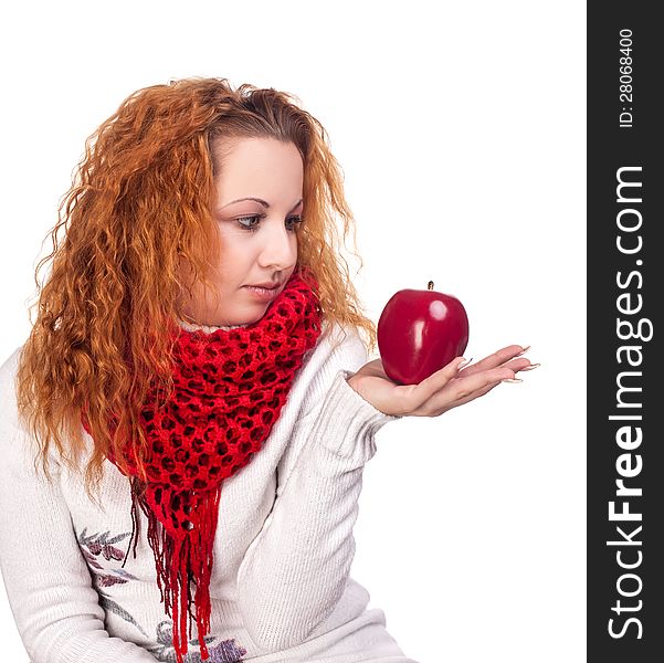 Girl with red apple