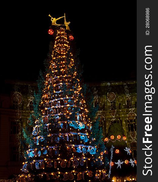 Christmas tree in Bucharest, Romania. Christmas tree in Bucharest, Romania.