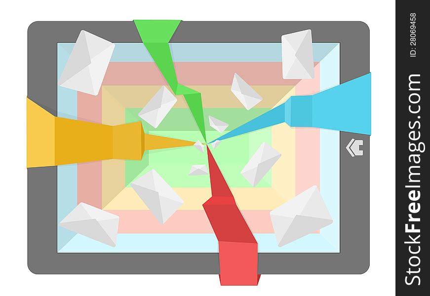 Abstract Pad Illustration With Flying Mails
