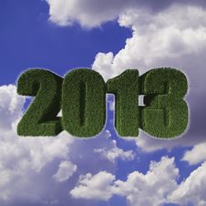2013 New Year Sign Of Green Grass With Blue Sky Royalty Free Stock Image
