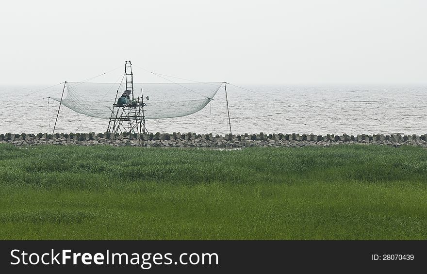 The fishing net at the seaside