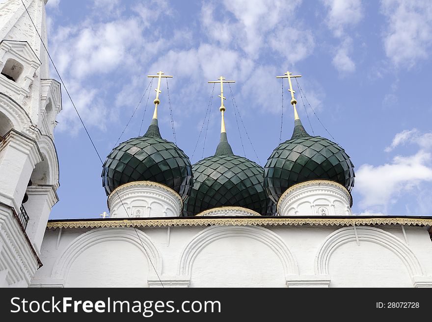 Orthodox church domes in Yaroslavl, Russia
