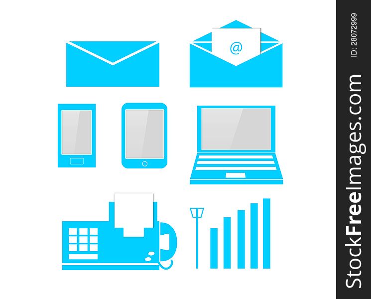 Telecom & Computer soft blue icon graphic vector for use in artwork