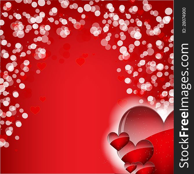 Abstract Background with red hearts. Abstract Background with red hearts