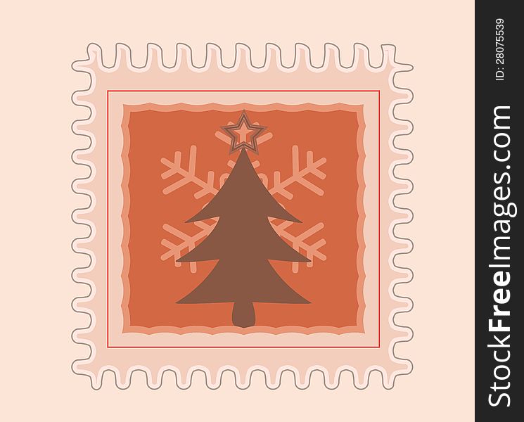 Christmas Stamp Tree And Snow Flake