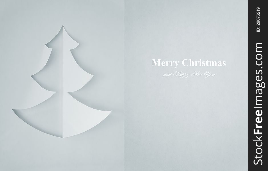 Greeting Card of christmas tree made of paper for your design