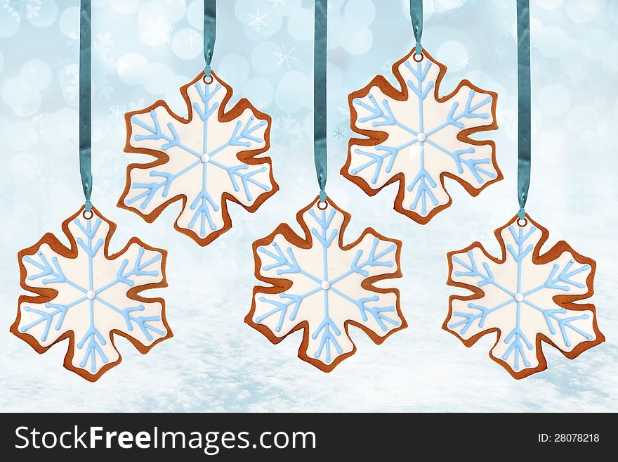 Christmas snowflake gingerbread cookies. Christmas snowflake gingerbread cookies.