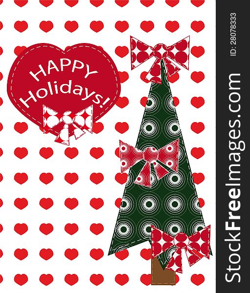 Christmas Background With Christmas Tree And Heart