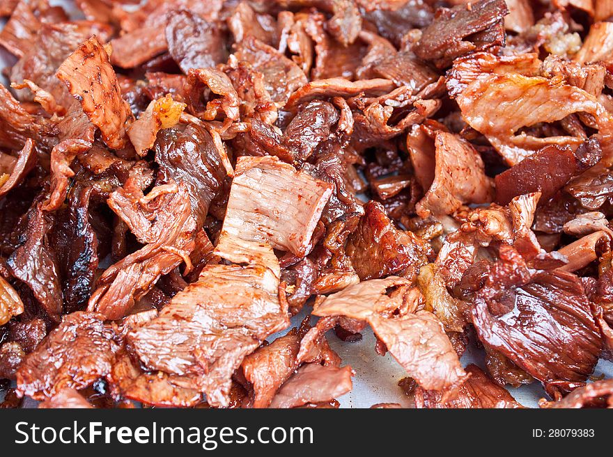 The appetizied fried pork sell in Bangkok.