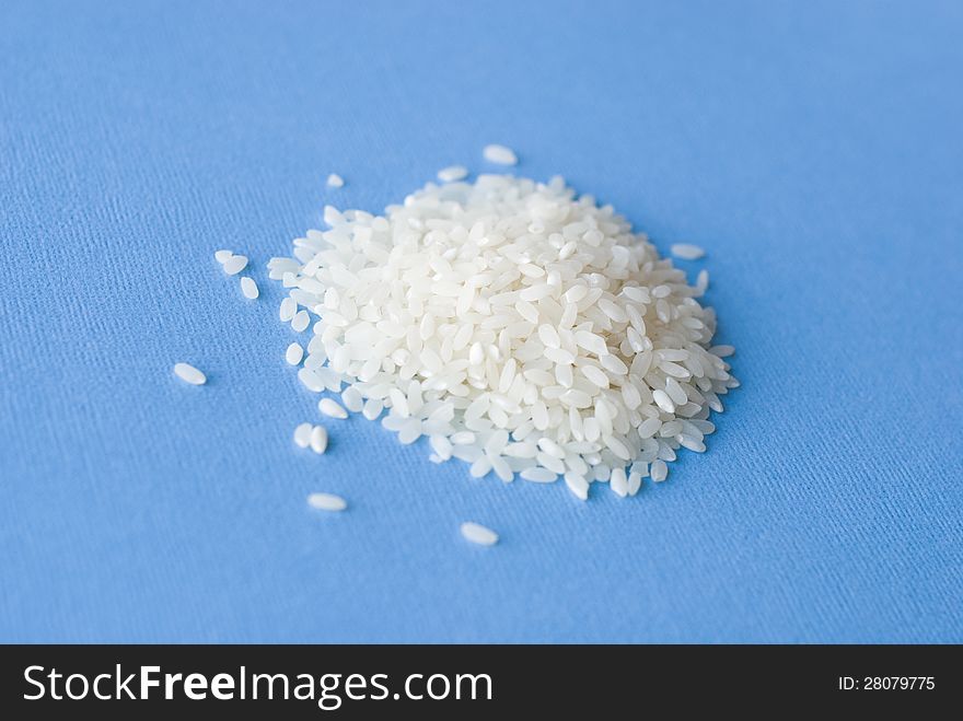 Rice on blue background