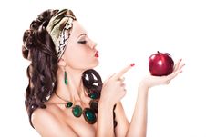 Woman Choosing A Healthy Apple - Dieting Concept Stock Photography Woman Choosing A Healthy Apple - Dieting Concept Stock Photography