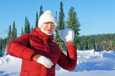 Girl Throws Snow Up In A Sunny Day. Royalty Free Stock Photo Girl Throws Snow Up In A Sunny Day. Royalty Free Stock Photo