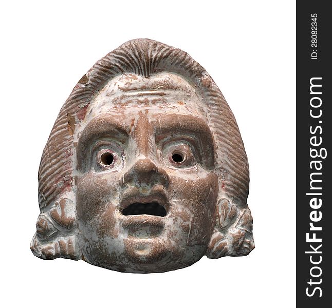 Small bust of Greek man isolated.