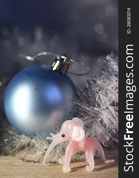 Image of a pink christmas elephant. Image of a pink christmas elephant