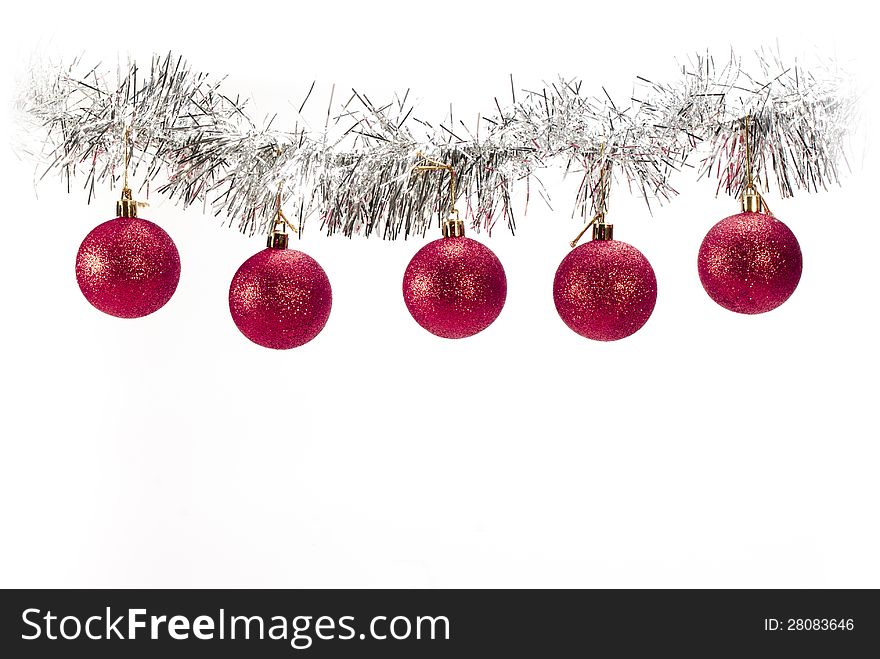 Series of isolated red christmas ball on white background. Series of isolated red christmas ball on white background