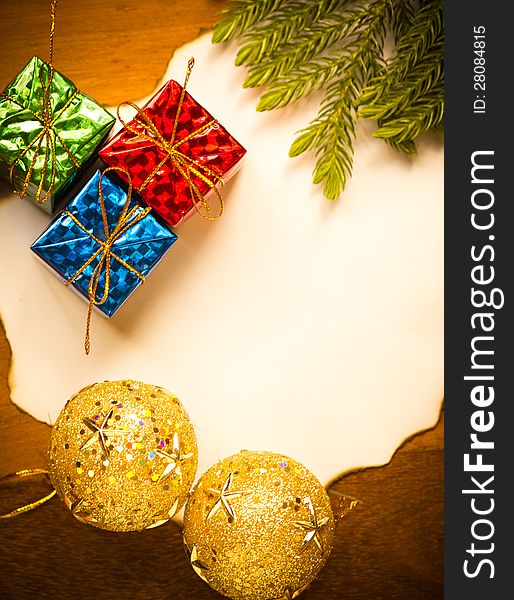 Blank card with christmas decoration. Blank card with christmas decoration