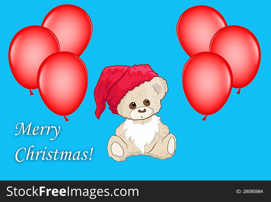 Merry christmas greetings card blue background