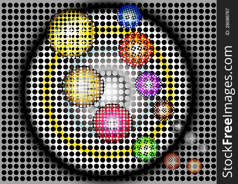 Colorful balls with dark scenery background