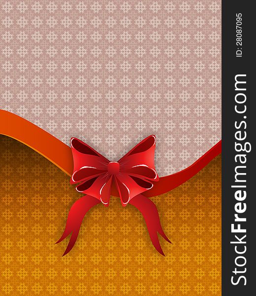 Illustration of holiday pattern background with red bow. Illustration of holiday pattern background with red bow.