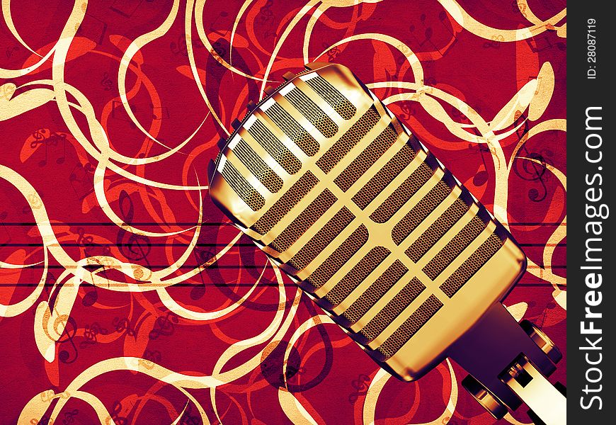 Illustration of retro microphone on vintage floral background. Illustration of retro microphone on vintage floral background.