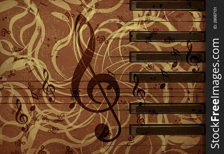 Illustration of abstract vintage background with music notes. Illustration of abstract vintage background with music notes.