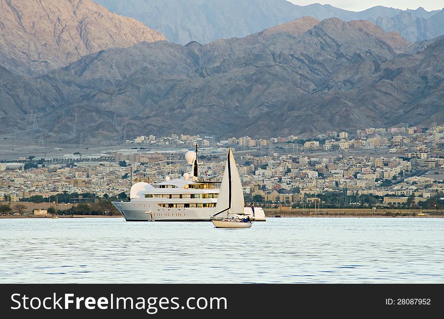 View On The Aqaba City And Pleasure Yachts