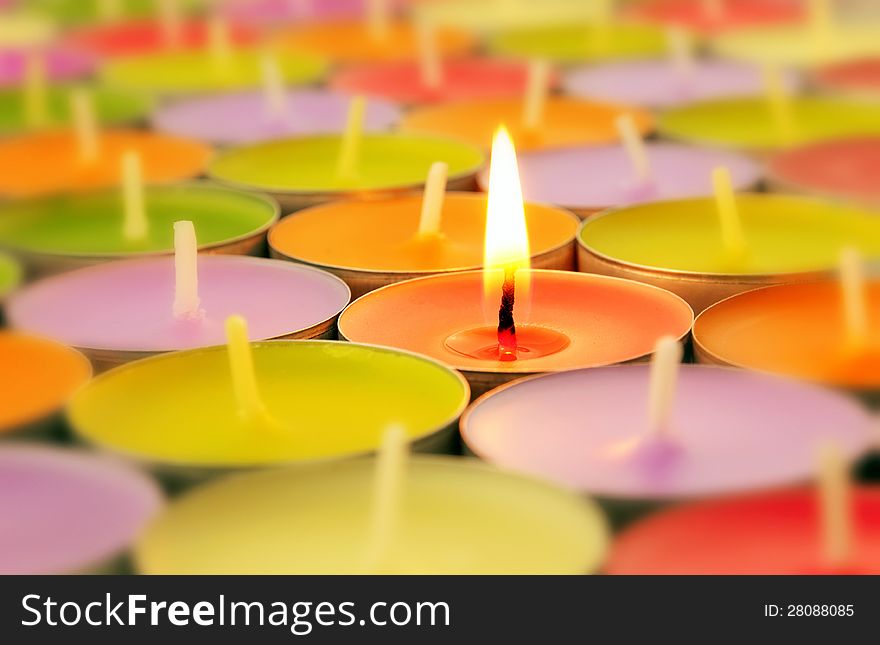 Colorful candles and flame, Nikon D5000