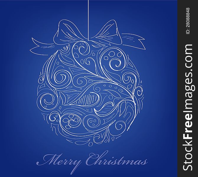 Vector christmas ball on blue background