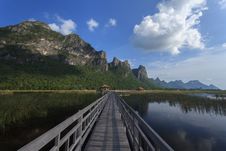 The Wooden Bridge In Lotus Lake In Thailand Royalty Free Stock Images The Wooden Bridge In Lotus Lake In Thailand Royalty Free Stock Images