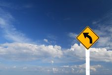 Direction Sign- Left Turn Warning Sign Stock Photography Direction Sign- Left Turn Warning Sign Stock Photography