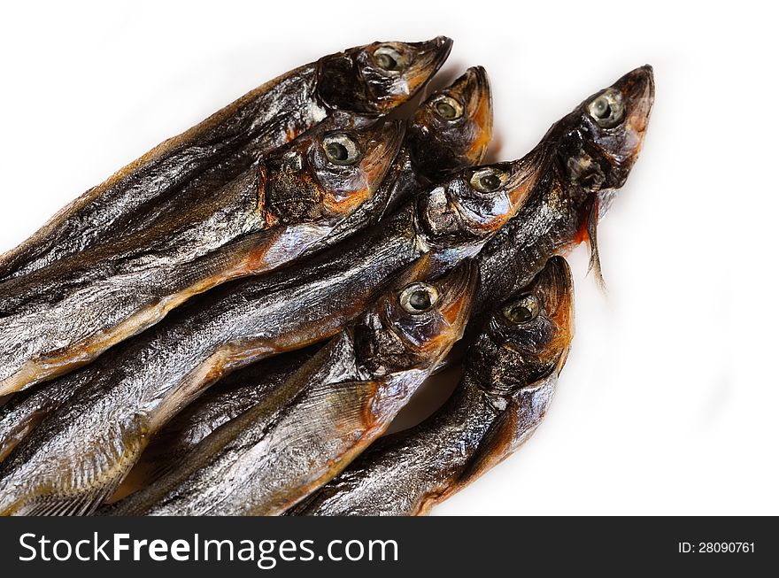 Dried fish on a white background. Dried fish on a white background