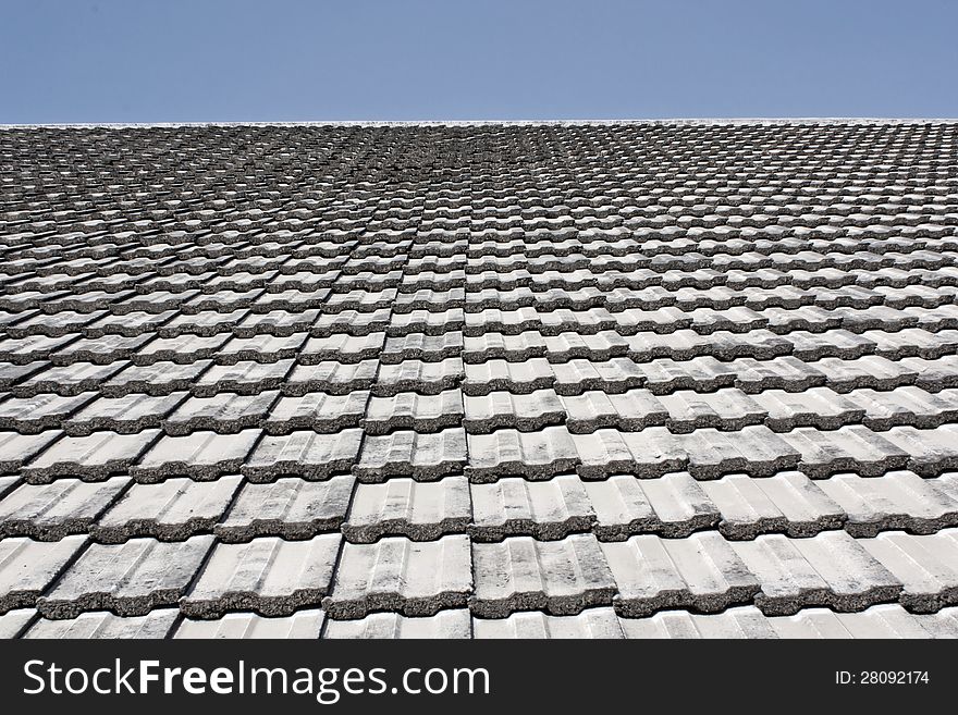 Roof tile landscape view against blue sky