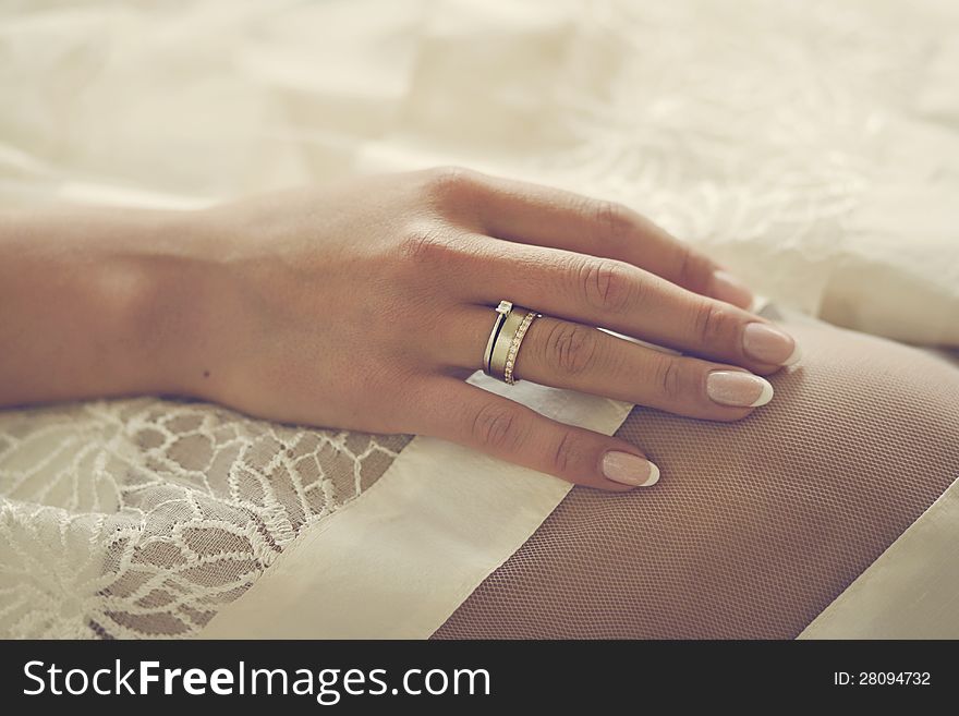 Female hand with a wedding ring