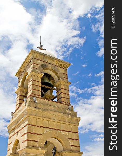 The belltower of the Chapel of St. George on Mount Lycabettus in Athens, Greece