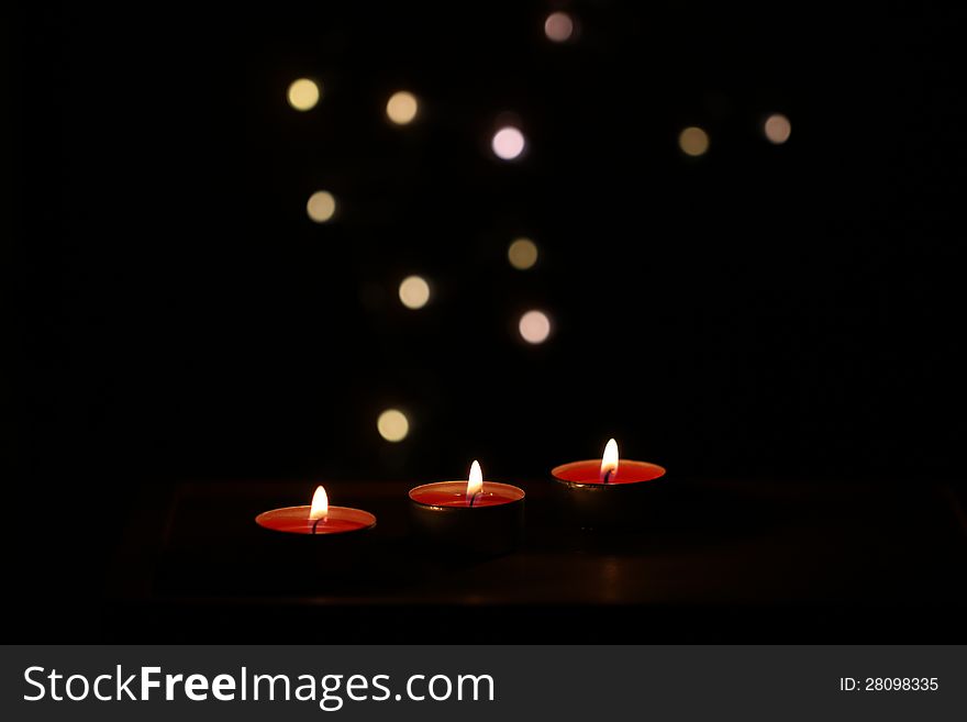 Red Candles On Dark Background