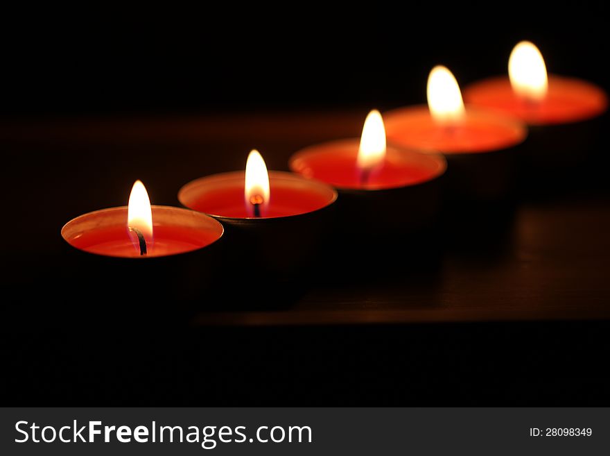 Red Candles On Dark Background