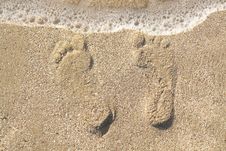 Two Footprints On The Sand Royalty Free Stock Image Two Footprints On The Sand Royalty Free Stock Image