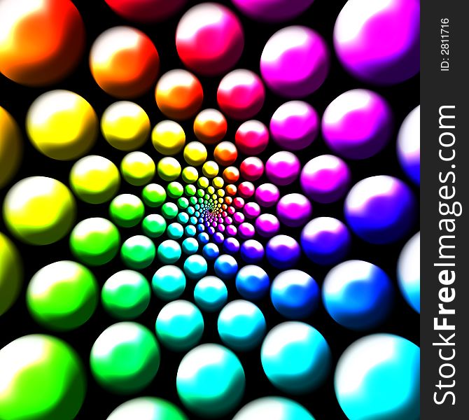 Abstract twirled rainbow colored balls illustration for a background. Abstract twirled rainbow colored balls illustration for a background