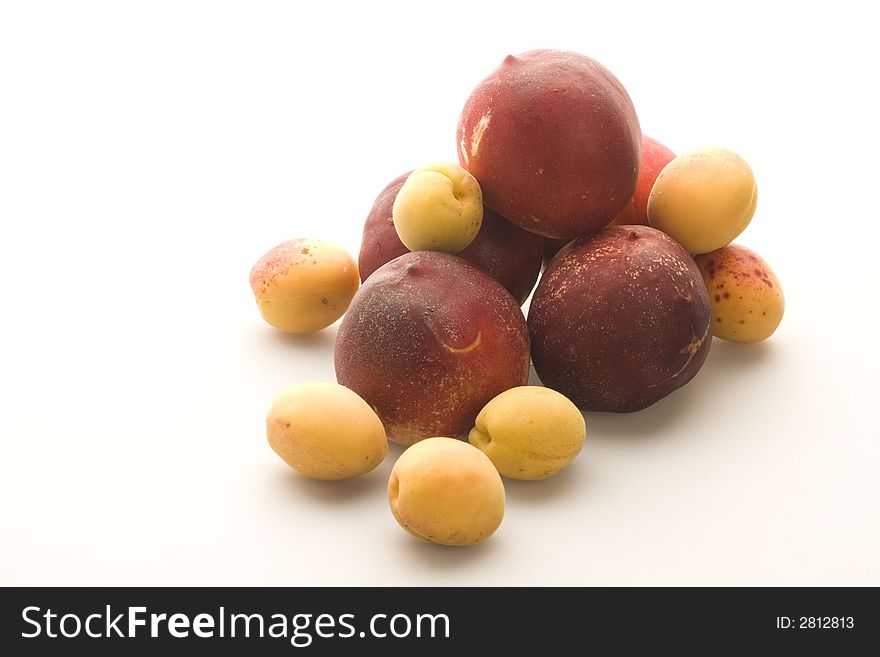 Red Peaches and yellow apricots. Red Peaches and yellow apricots