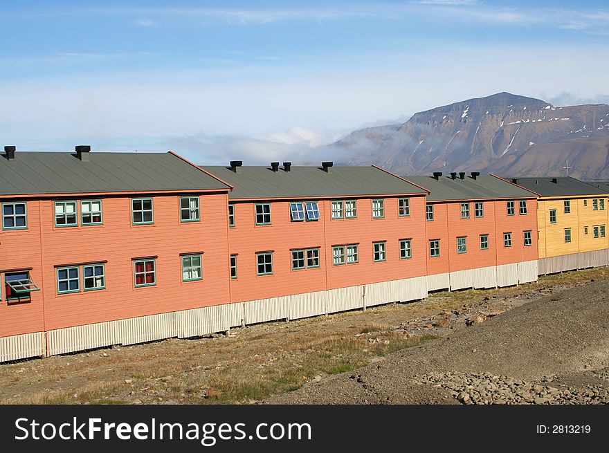 A house situated near a mine in Lonyearbyen, a Svalbard community in Norway. A house situated near a mine in Lonyearbyen, a Svalbard community in Norway