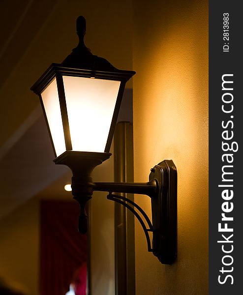 Decorative lamp in old style italian cafe