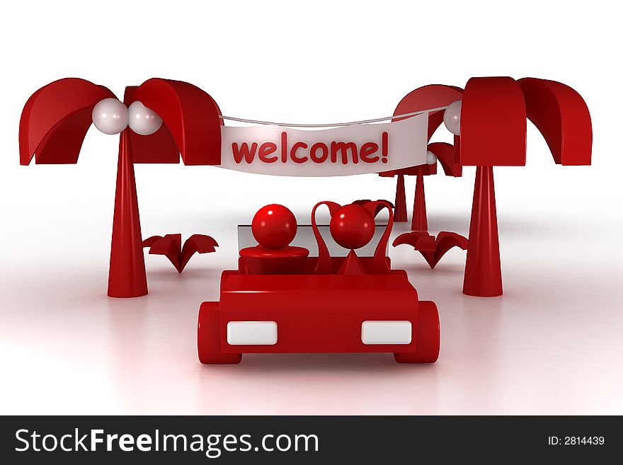 3d model sign Welcome!. Made in 3ds max