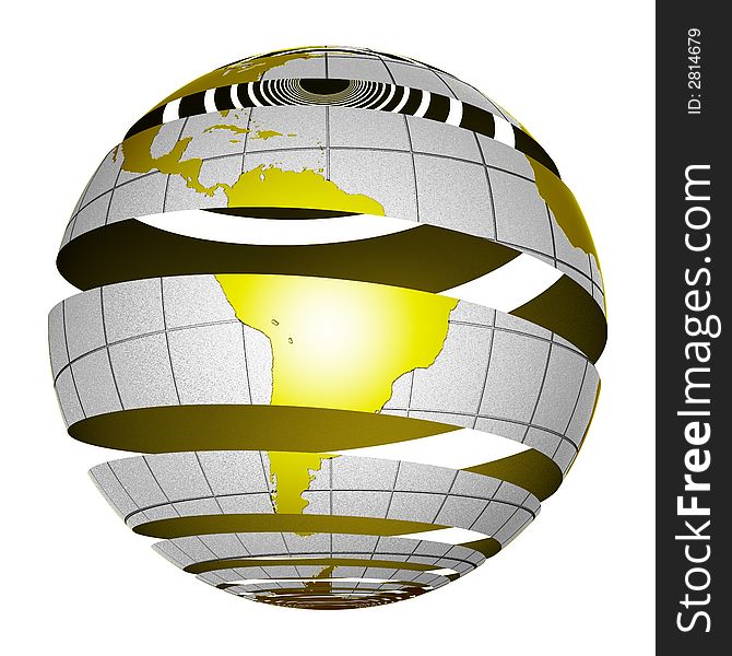 Surrealistic peeling globe Earth 3D