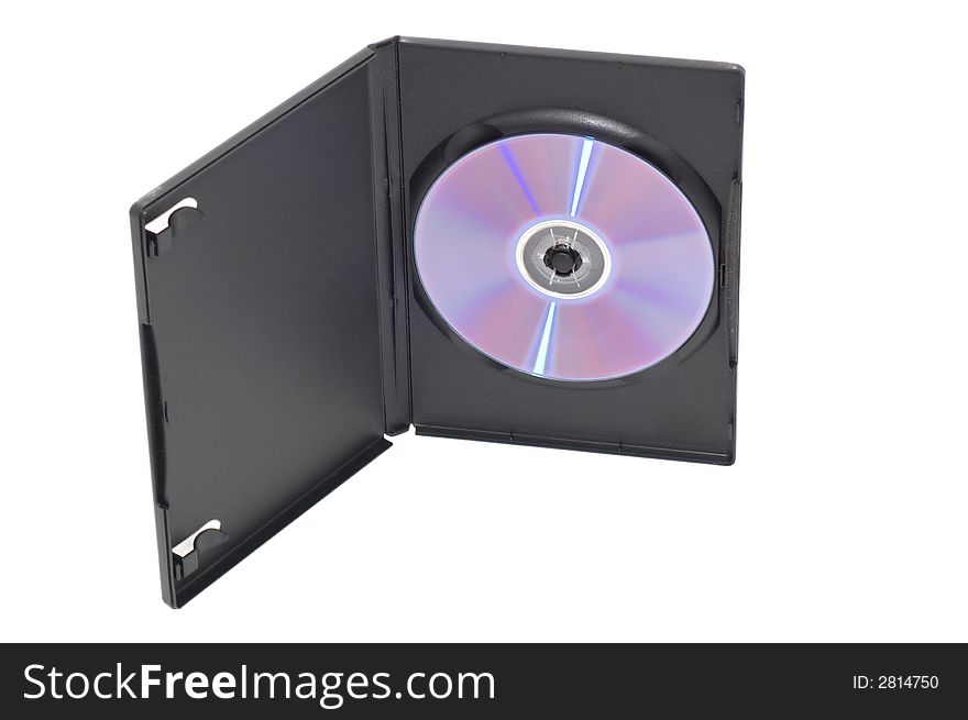 Open DVD box isolated on white background